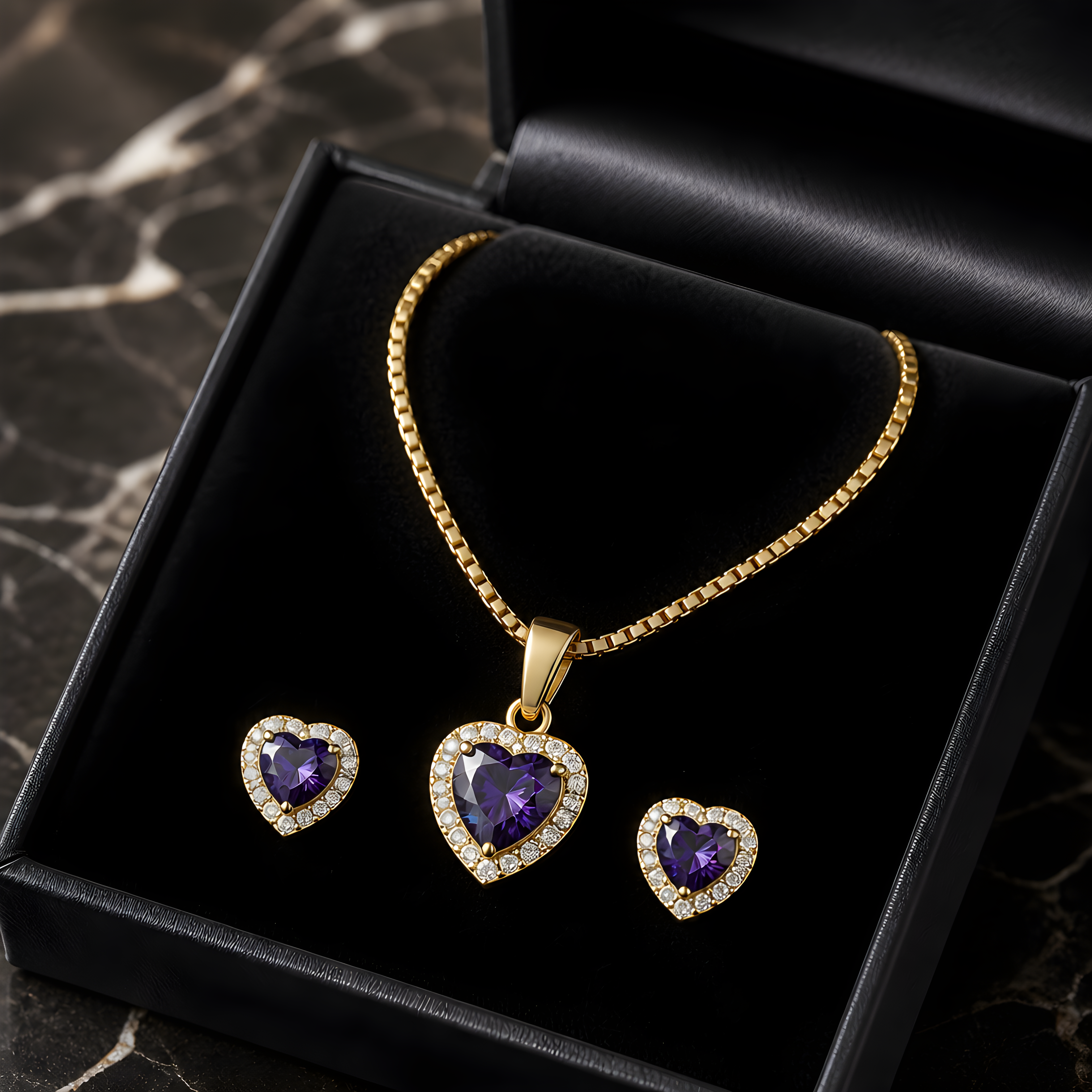 14K Gold "Mosi"Heart Set