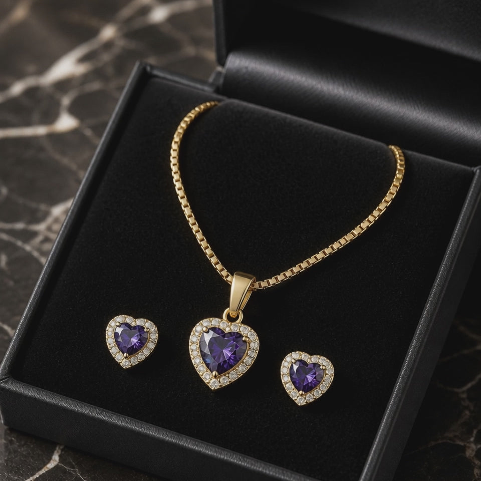 14K Gold "Mosi"Heart Set